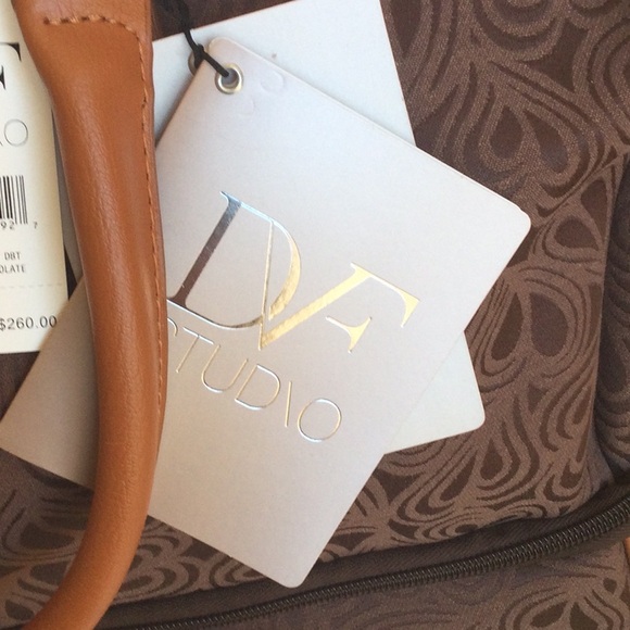 NWT Diane Von Furstenberg Brown Luggage Weekender Suitcase Travel Bag - Picture 5 of 16